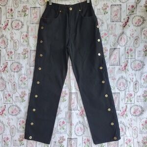Vintage Lawman Western Jeans Black Studded Denim High Rise  Women's Sze7 Slim Ft